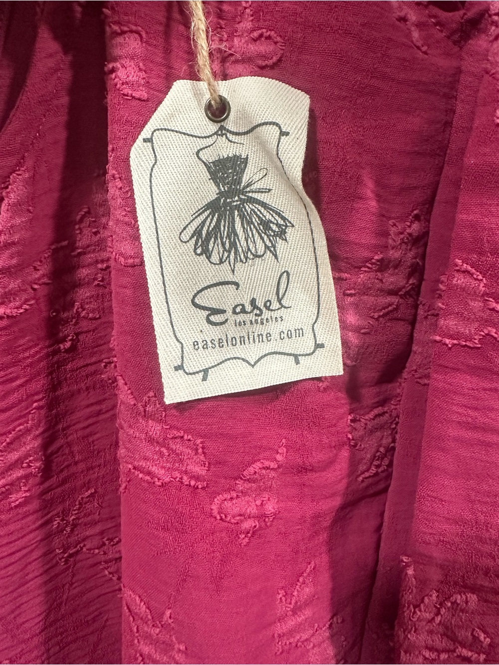 Easel ✨Textured Tie-Neck Sleeveless Shell Top - Berry Pink - Picture 2 of 3